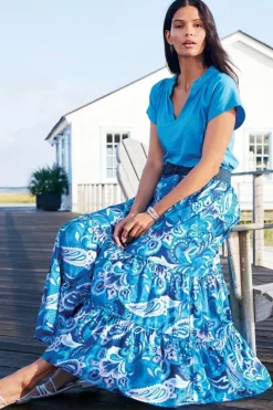 Outlet Soft Surroundings Feyre Maxi Skirt IslandSunPaisleyBlue