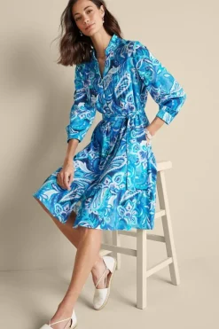 Hot Soft Surroundings Feyre Short Dress IslandSunPaisleyBlue