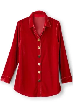 Sale Soft Surroundings Filigree Velvet Boyfriend Shirt