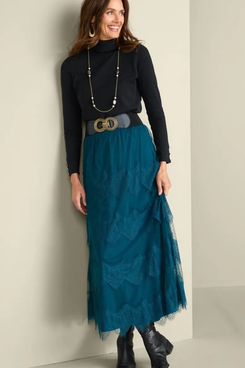 Online Soft Surroundings Frederica Lace Maxi Skirt SailorBlue