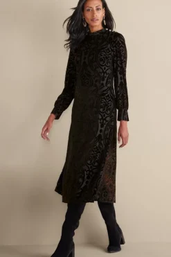 Fashion Soft Surroundings Hadley Velvet Dress BlackAbstract