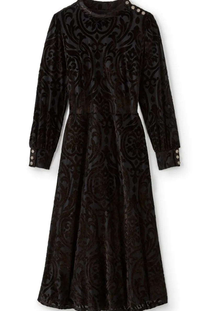 Fashion Soft Surroundings Hadley Velvet Dress BlackAbstract