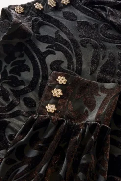 Fashion Soft Surroundings Hadley Velvet Dress BlackAbstract