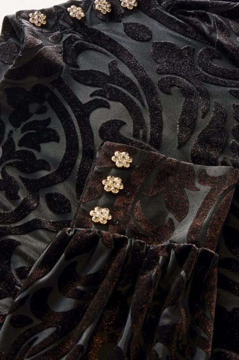 Fashion Soft Surroundings Hadley Velvet Dress BlackAbstract