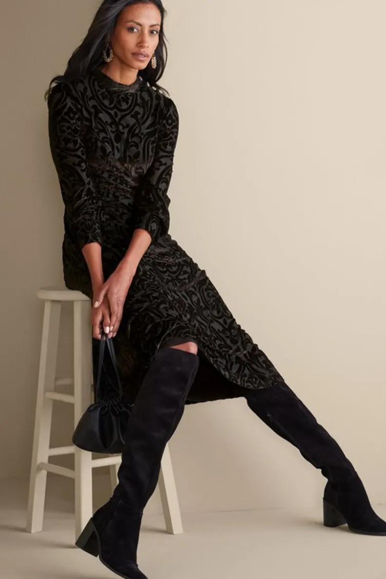 Fashion Soft Surroundings Hadley Velvet Dress BlackAbstract