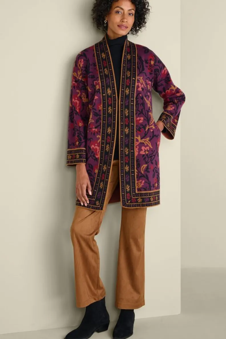 Clearance Soft Surroundings Haven Jacquard Cardigan WinterGardenJacquard