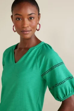 Clearance Soft Surroundings Heidi Supima Puff Sleeve Tee HollyGreen