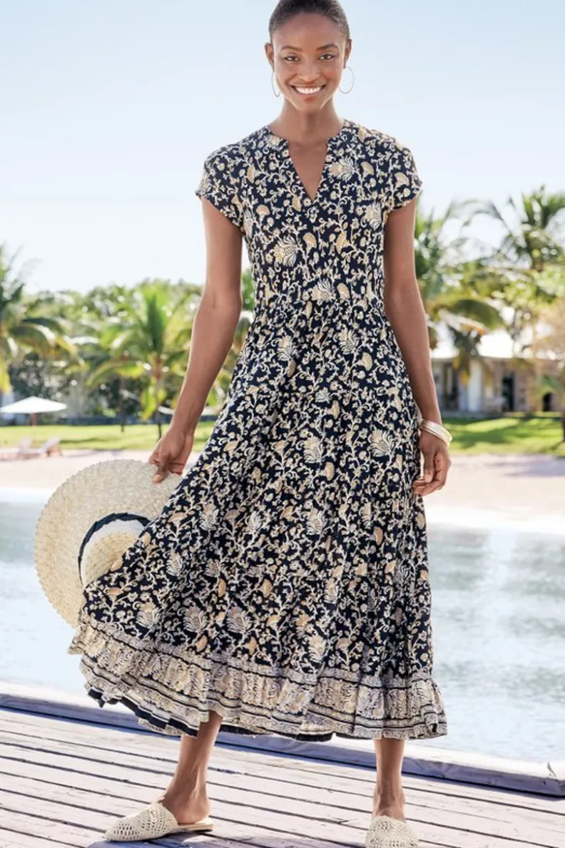 Outlet Soft Surroundings Hollis Midi Dress LisbonFloralNeutral