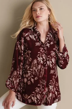 Best Soft Surroundings Icon Silk Velvet Poets Tunic Shirt