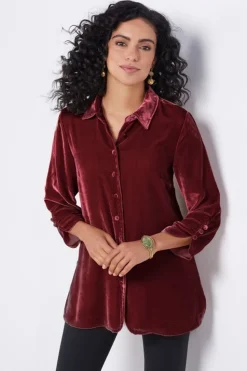 Best Soft Surroundings Icon Silk Velvet Poets Tunic Shirt