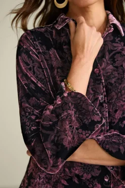 Best Soft Surroundings Icon Silk Velvet Poets Tunic Shirt