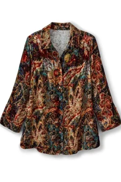 Best Soft Surroundings Icon Silk Velvet Poets Tunic Shirt
