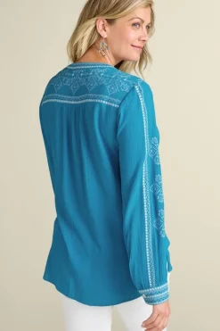 Hot Soft Surroundings Imane Gauze Tunic BlueDanube