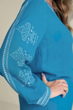 Hot Soft Surroundings Imane Gauze Tunic BlueDanube