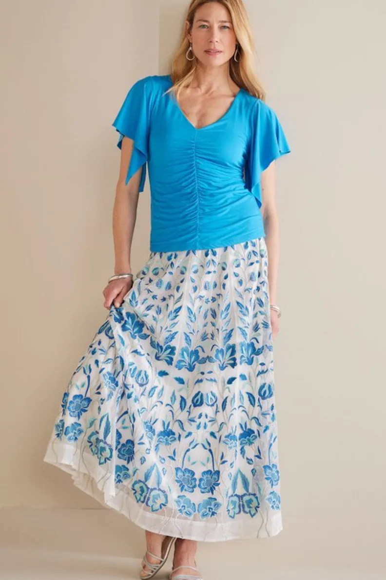 Hot Soft Surroundings Imani Maxi Skirt BlueDreamEmbroidery