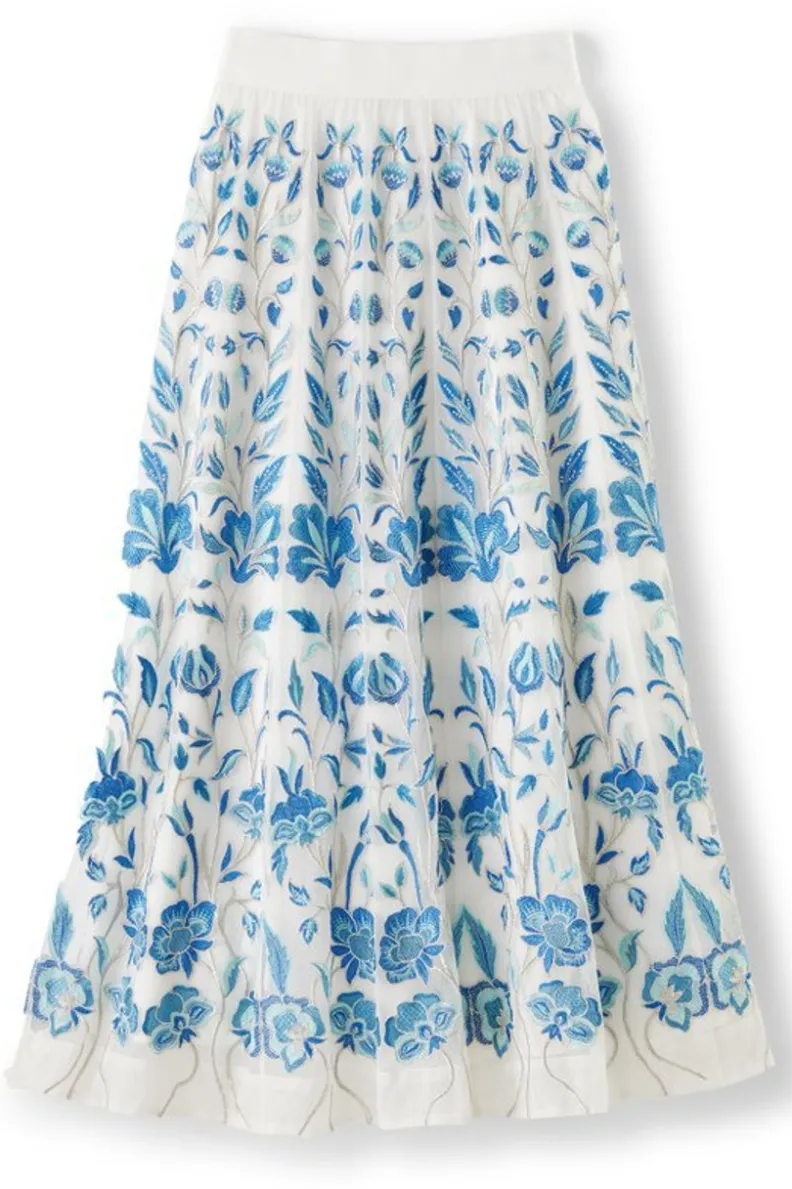 Hot Soft Surroundings Imani Maxi Skirt BlueDreamEmbroidery