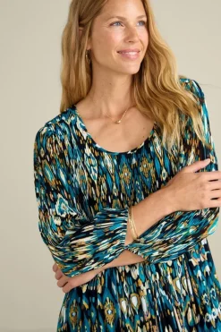 Outlet Soft Surroundings Imrie 3/4 Sleeve Tunic MenaraIkatBlue