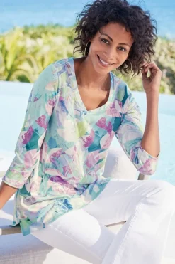 Online Soft Surroundings Iris 3/4 Sleeve Tunic TropicalMulti