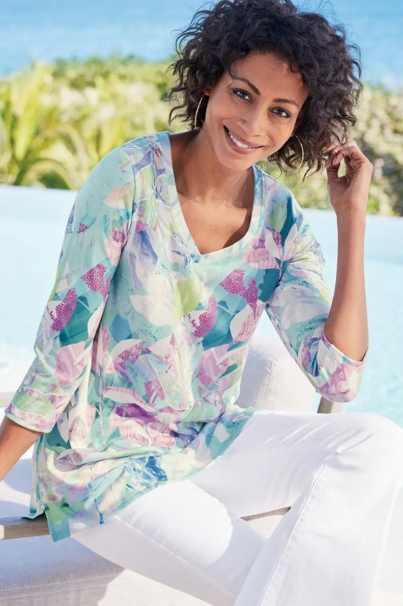 Online Soft Surroundings Iris 3/4 Sleeve Tunic TropicalMulti