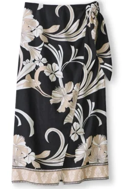 Best Soft Surroundings Isla Stretch Linen Midi Skirt GoldenBotanicals