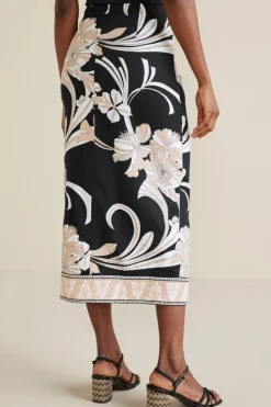 Best Soft Surroundings Isla Stretch Linen Midi Skirt GoldenBotanicals