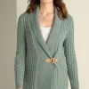 Clearance Soft Surroundings Ivey Cable Knit Cardigan AgaveGreen
