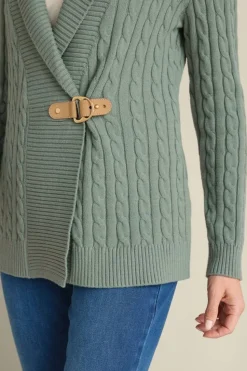 Clearance Soft Surroundings Ivey Cable Knit Cardigan AgaveGreen