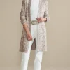 Best Soft Surroundings Ivy Shimmer Long Cardigan NeutralFloral
