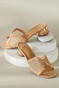 Hot Soft Surroundings J. Renee Amorra Mesh Slide Cork/Gold