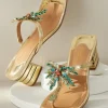Fashion Soft Surroundings J. Renee Palmy Slide Sandal Gold/Multi