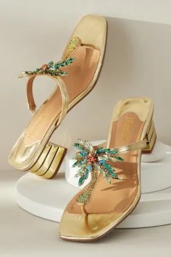 Fashion Soft Surroundings J. Renee Palmy Slide Sandal Gold/Multi