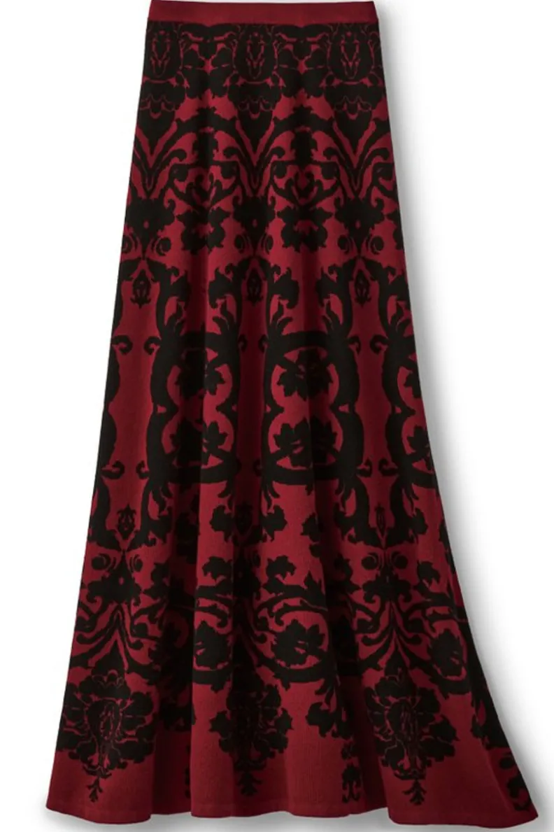 Fashion Soft Surroundings Jacobean Sweater Skirt RedBaroque
