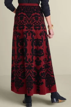 Fashion Soft Surroundings Jacobean Sweater Skirt RedBaroque