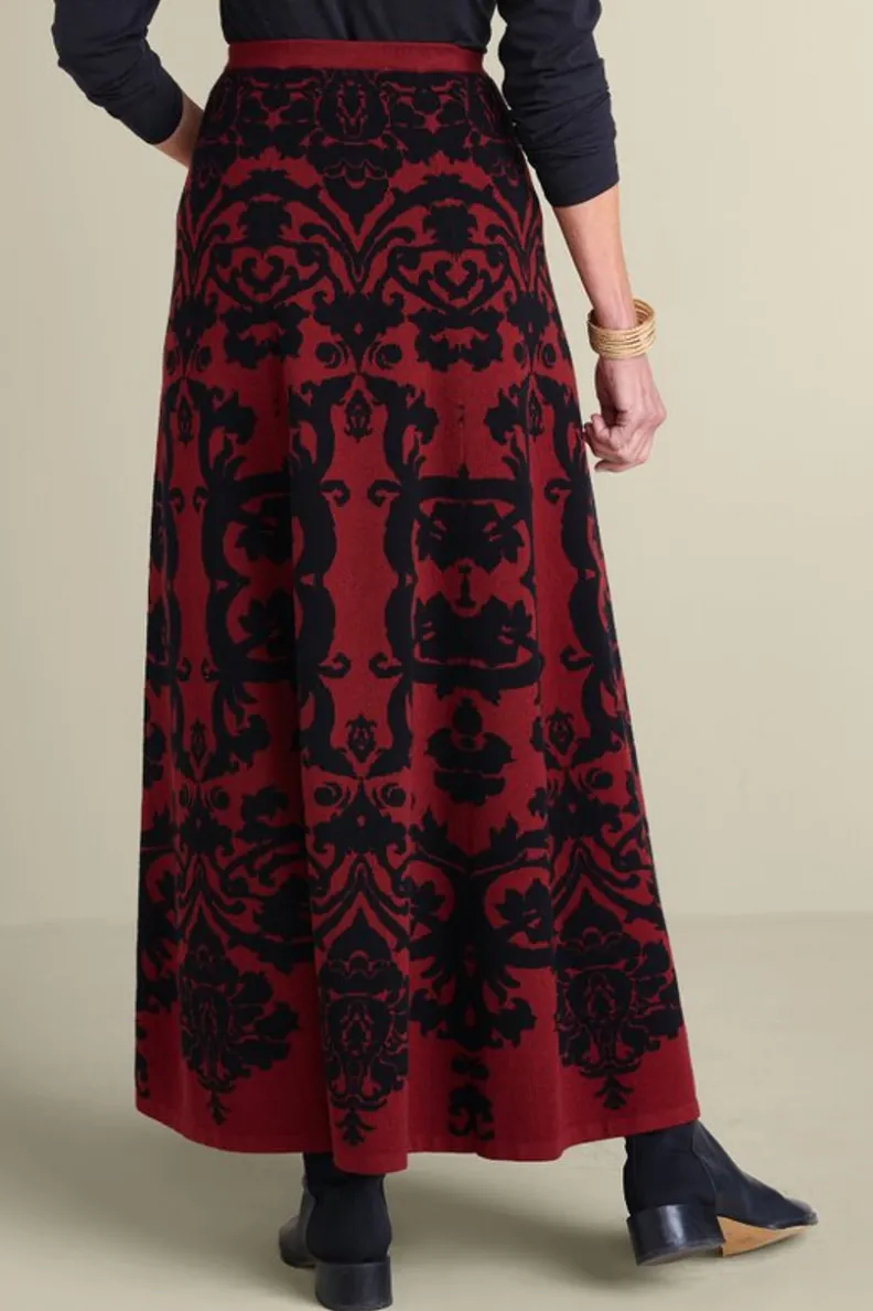 Fashion Soft Surroundings Jacobean Sweater Skirt RedBaroque