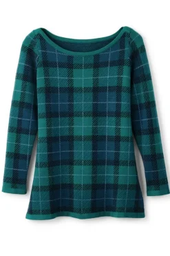 Fashion Soft Surroundings Janece Plaid Sweater Tunic FestivePlaidGreen