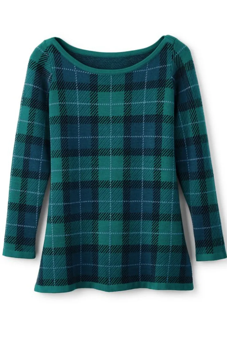Fashion Soft Surroundings Janece Plaid Sweater Tunic FestivePlaidGreen