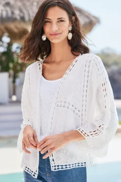 New Soft Surroundings Jasmine Lace Wrap Alabaster