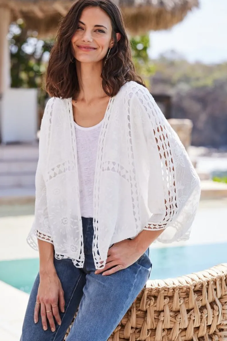 New Soft Surroundings Jasmine Lace Wrap Alabaster