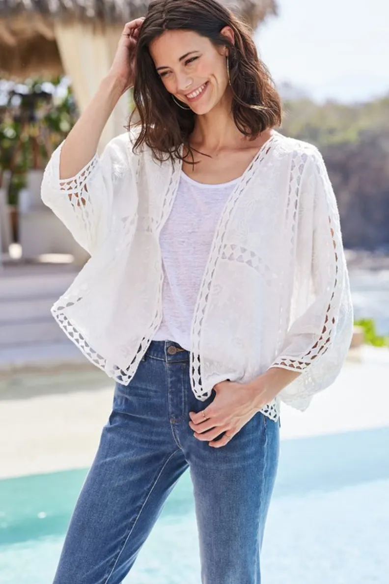 New Soft Surroundings Jasmine Lace Wrap Alabaster