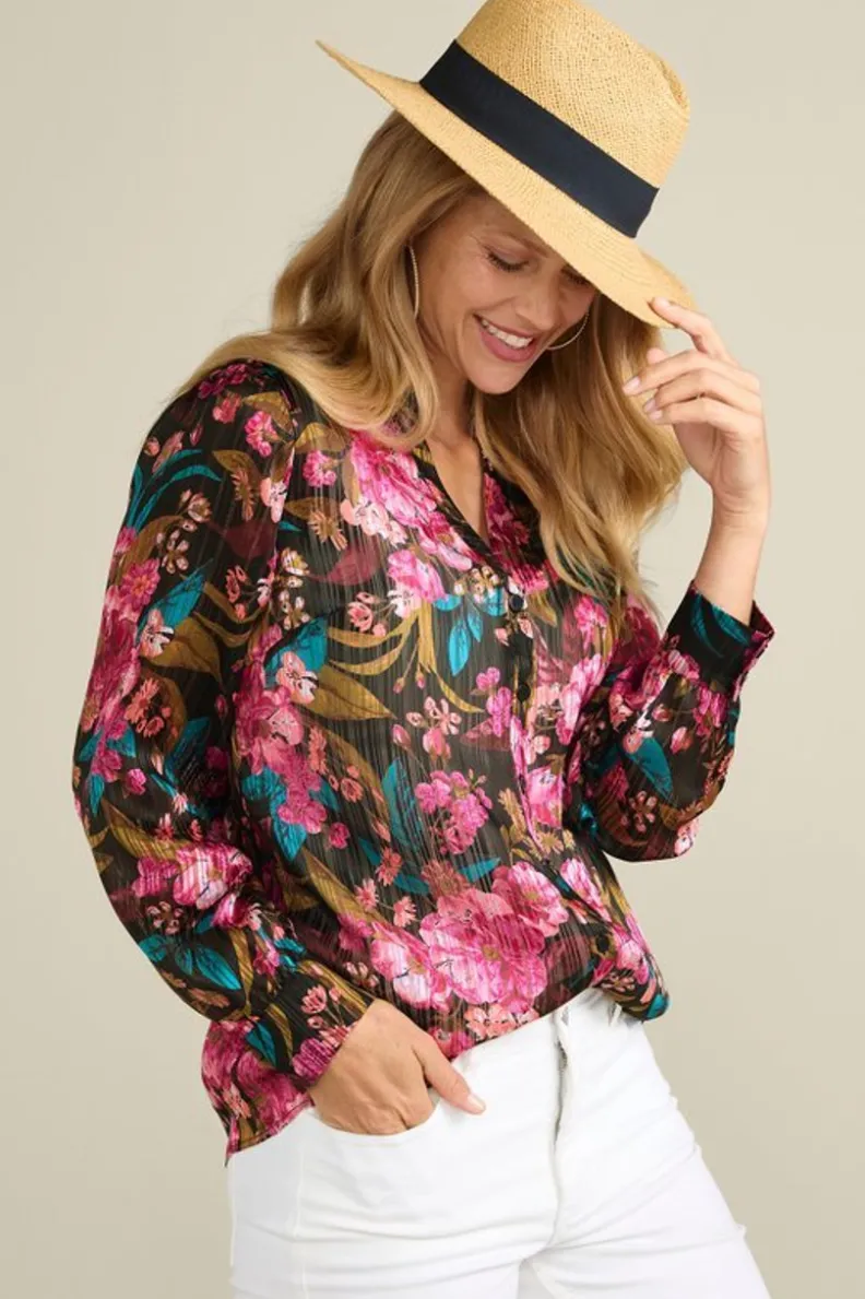 Hot Soft Surroundings Josie Shimmer Shirt SolsticeFloral