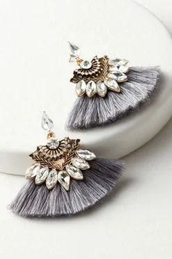 Best Soft Surroundings Joy Sparkle & Fringe Earrings Grey