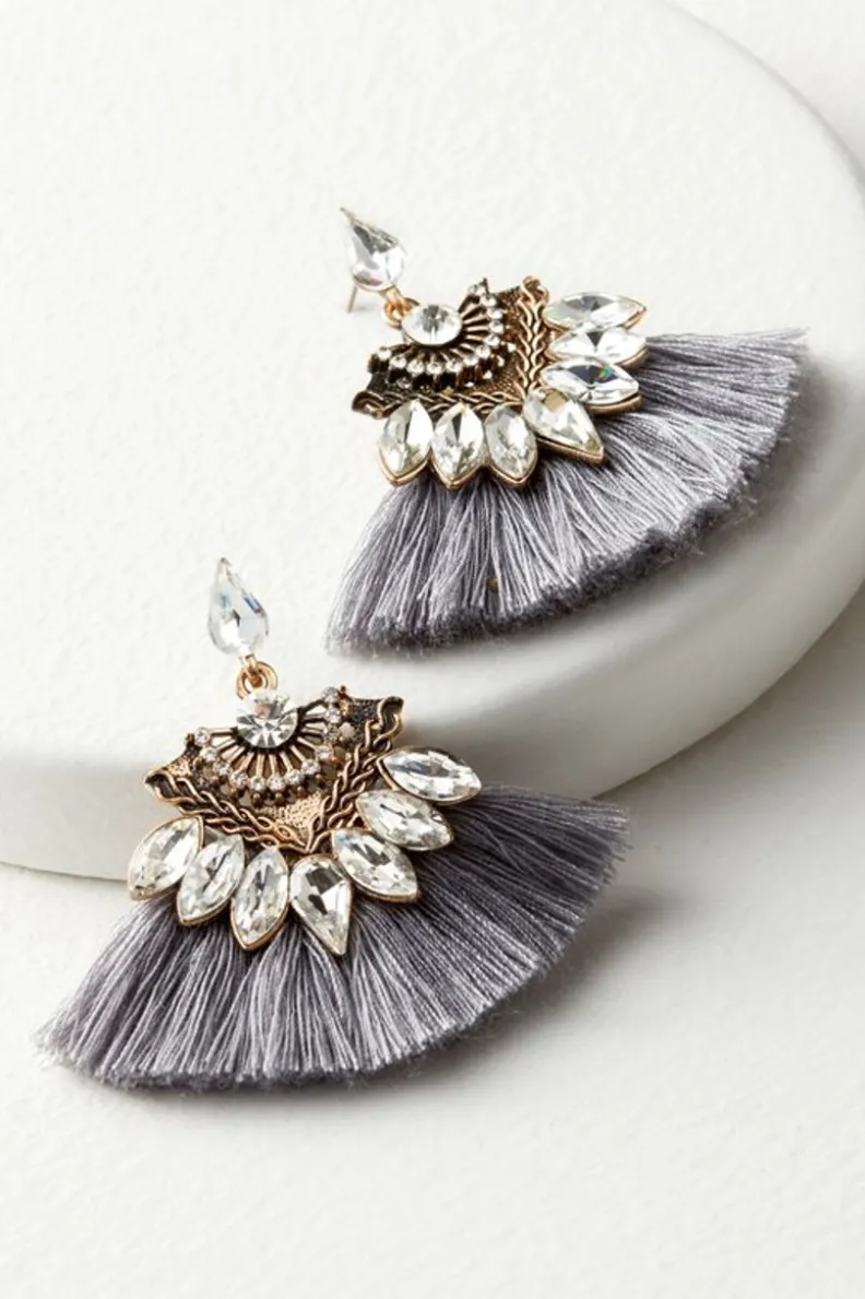 Best Soft Surroundings Joy Sparkle & Fringe Earrings Grey