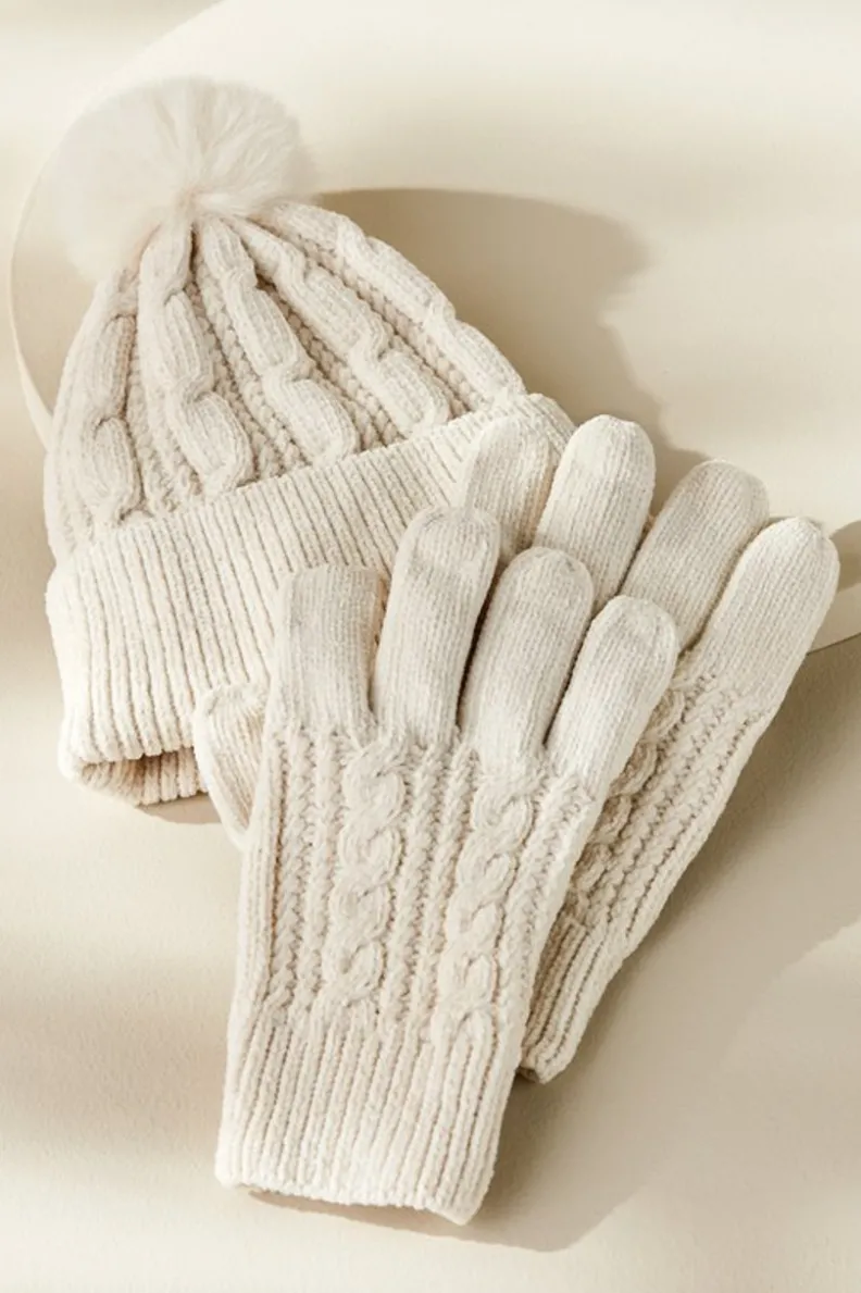 Sale Soft Surroundings Jules Chenille Hat & Gloves Set