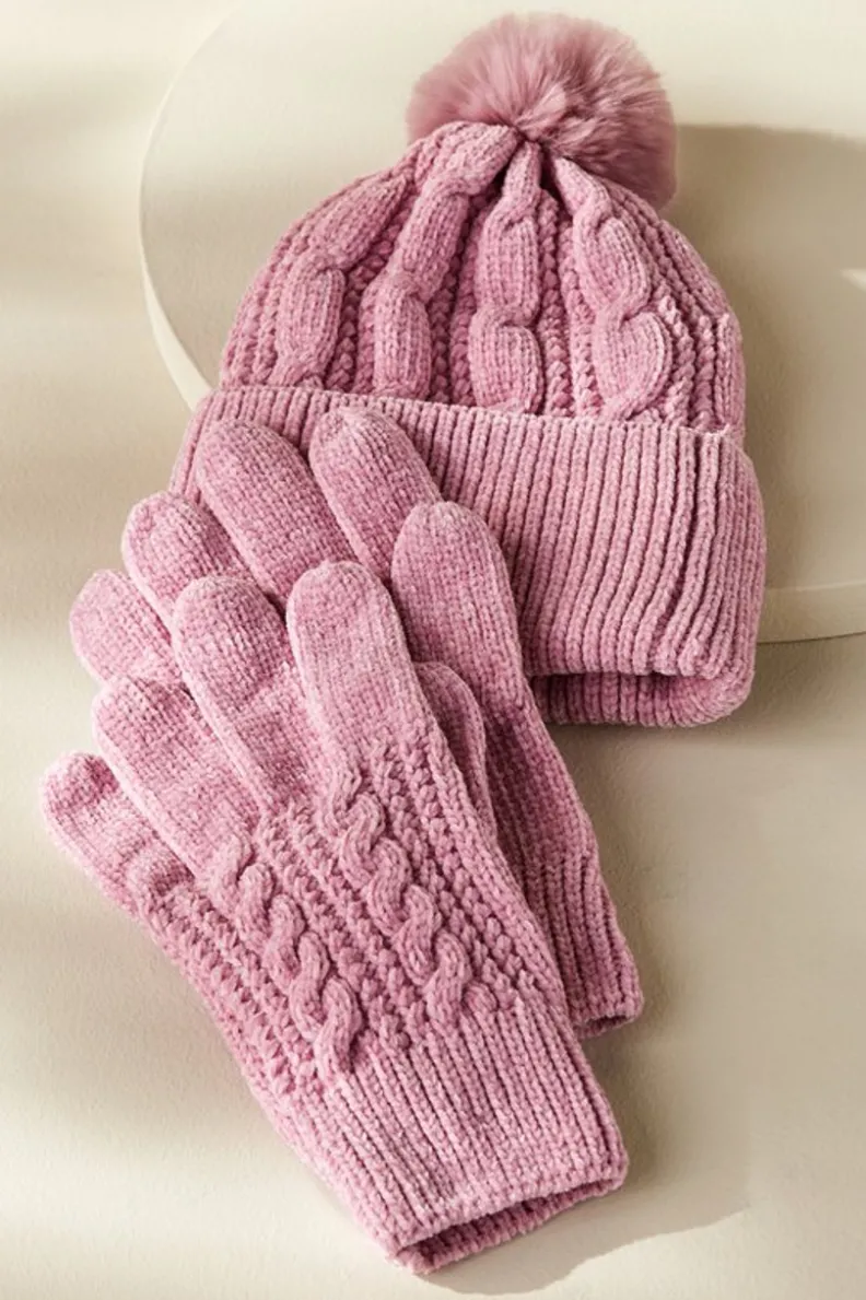Sale Soft Surroundings Jules Chenille Hat & Gloves Set