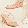 New Soft Surroundings Kaanas Amiata Strappy Wedge Sandal Nude