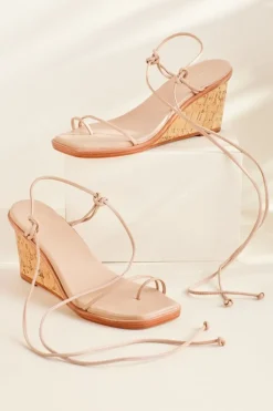 New Soft Surroundings Kaanas Amiata Strappy Wedge Sandal Nude