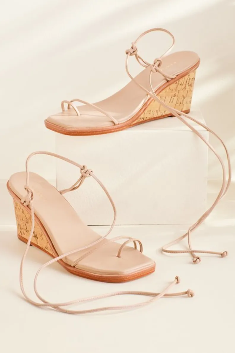 New Soft Surroundings Kaanas Amiata Strappy Wedge Sandal Nude