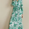 Hot Soft Surroundings Kaia Maxi Dress GreenTropicalPalm