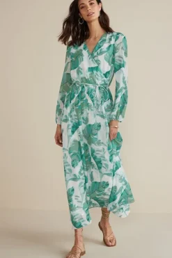 Hot Soft Surroundings Kaia Maxi Dress GreenTropicalPalm