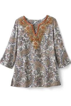 Outlet Soft Surroundings Kaimana Embellished Tunic SpringPaisley